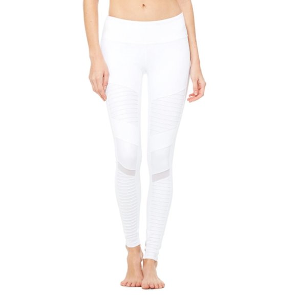 ALO Yoga White Mid-Rise Moto Leggings - Picture 2 of 12